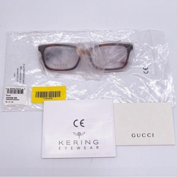 Authentic- New - Gucci GG 0168O 008 Havana EyeglassBlue Red Temple Ti… - Picture 6 of 14